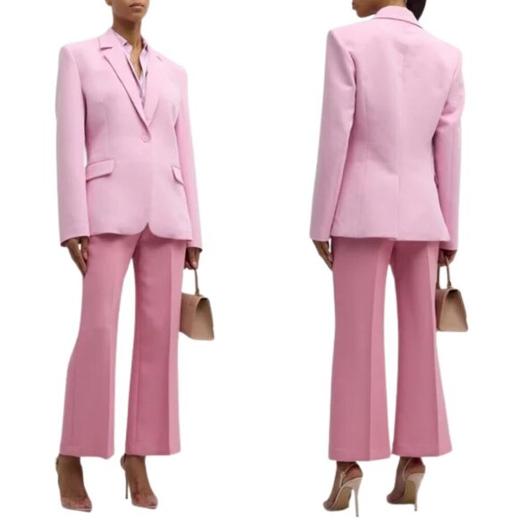 LAPOINTE Matte Crepe Broad Shoulder Blazer Jacket Womens 6 Blossom Pink Chic NWT - Picture 3 of 16